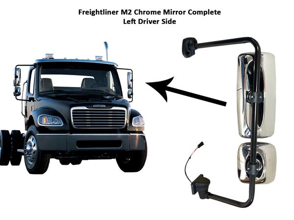 Freightliner Columbia M2 Chrome Complete Mirror Heated Left Driver Side 2010 To 2016