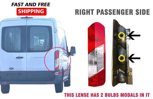 Ford Transit 150 250 350 Back Taillight Lamp Lens Right Passenger Side 2016 To 2018
