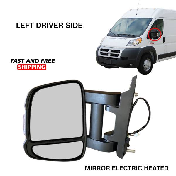 Dodge Ram Promaster Mirror Long Arm Electric Heated Left Driver Side 2017 To 2021