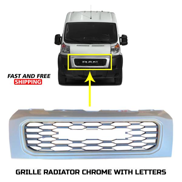 Ram Promaster 1500 2500 3500 Front Grille Radiator Chrome With Letters 2019 To 2020