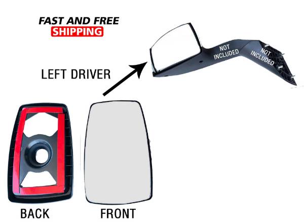 Volvo Vnl Vnr Vnx 300 400 740 760 860 Hood Mirror Glass Inner Frame Left Driver Side 2016 To 2018