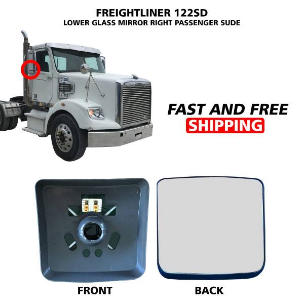 Freightliner 122 SD Mirror Glass Heated Small Lower Right Passenger Side 2005 To 2019