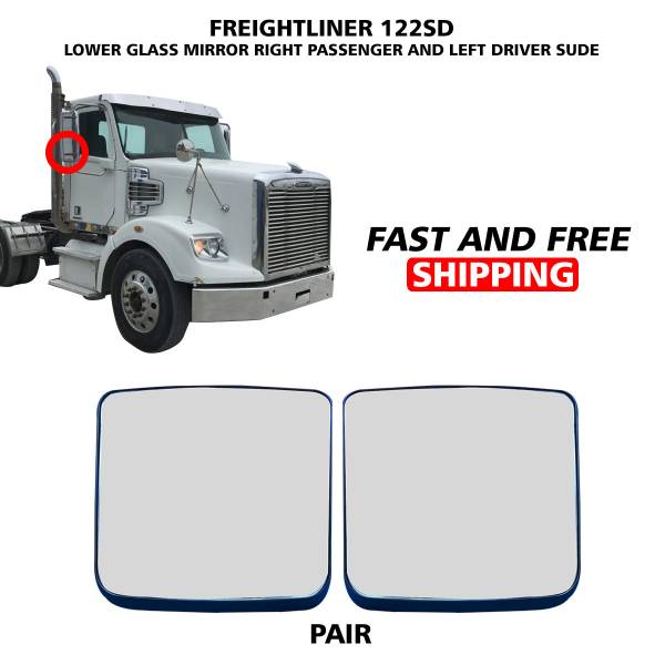 Freightliner 122 SD Mirror Glass Small Heated Right Passenger and Left Driver Side Pair 2005 To 2019