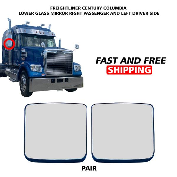Freightliner Columbia Century Mirror Glass Small Heated Right Passenger and Left Driver Side 2005 To 2015