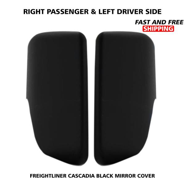 FREIGHTLINER CASCADIA BLACK DOOR MIRROR COVER RIGHT PASSENGER AND LEFT DRIVER SIDE PAIR 2018 2019 2020
