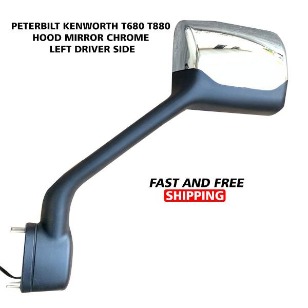 Kenworth Peterbilt T680 T880 Hood Mirror Chrome Left Driver Side 2010 To 2019