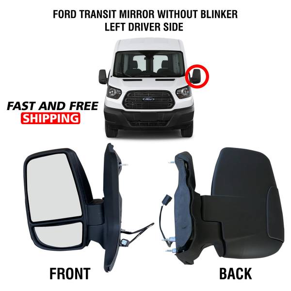 Ford Transit 150 250 350 Electric Manual Mirror Short Arm Without Blinker Left Driver Side 2015 To 2019 