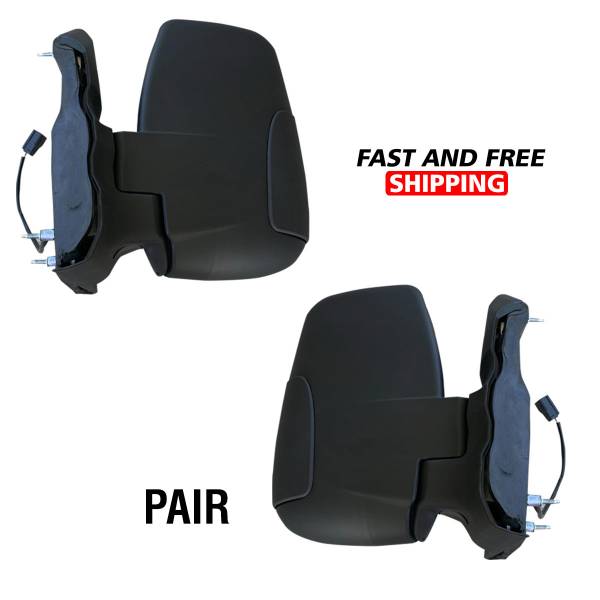 Ford Transit 150 250 350 Electric Manual Mirror Short Arm Without Blinker Left Driver and Right Passenger Side 2015 To 2019