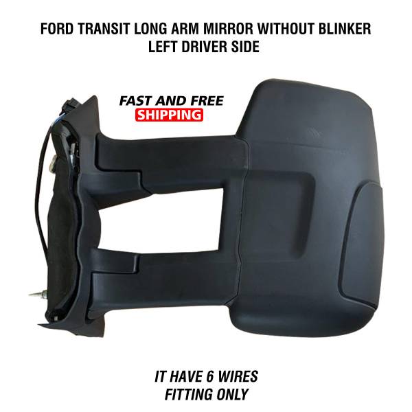 Ford Transit 150 250 350 Mirror Long Arm Electric Manual Without Blinker 6 Pins Left Driver Side 2015 To 2019