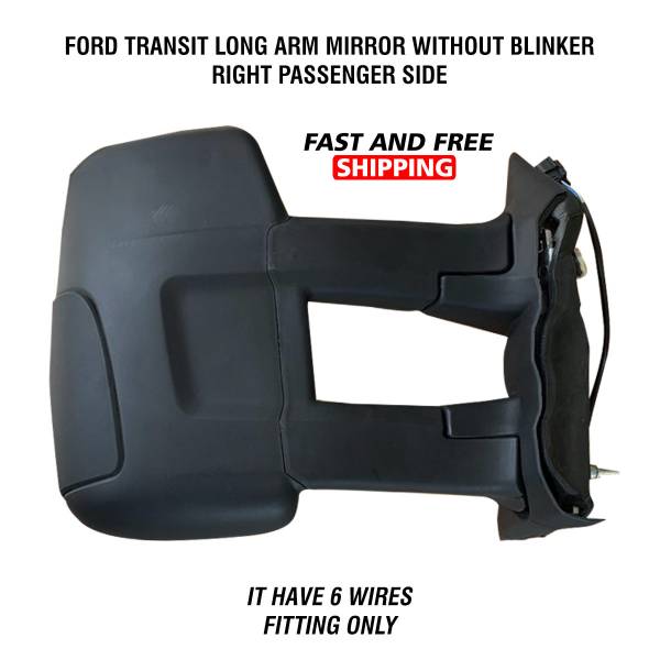 Ford Transit 150 250 350 Mirror Long Arm Electric Manual Without Blinker 6 Pins Right Passenger Side 2015 To 2019