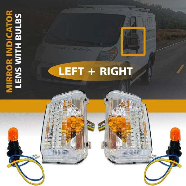 Ram Promaster Mirror Side Indicator Orange Lens Plus Bulbs Left Driver & Right Passenger Side 2014 To 2015