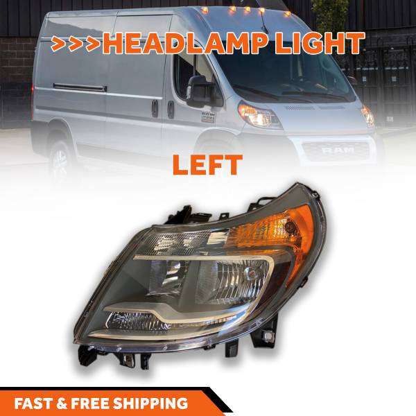 Ram ProMaster Front Halogen Headlight Lamp Left Driver Side 2014 To 2019