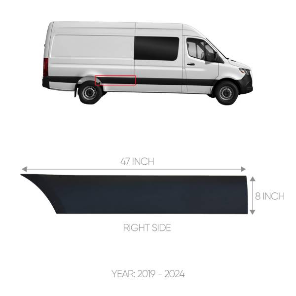 MERCEDES SPRINTER W907 REAR TRIM MOLDING COVER RIGHT PASSENGER SIDE 2019 TO 2024
