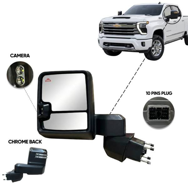 CHEVROLET SILVERADO GMC SIERRA CHROME TOW MIRROR LEFT DRIVER SIDE 2019 TO 2024