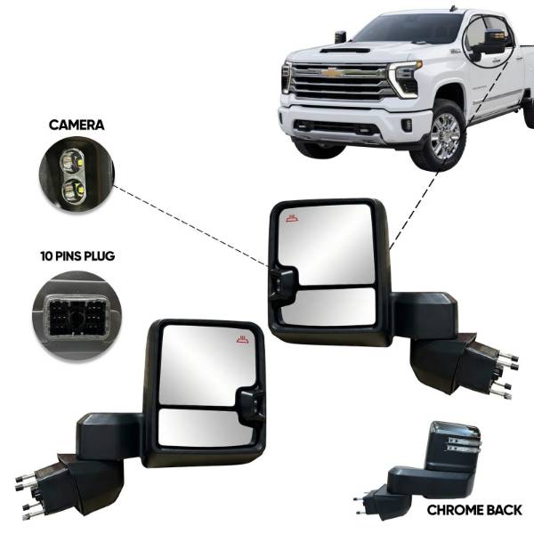 CHEVROLET SILVERADO GMC SIERRA CHROME TOW MIRROR RIGHT PASSENGER AND LEFT DRIVER SIDE 2019 TO 2024