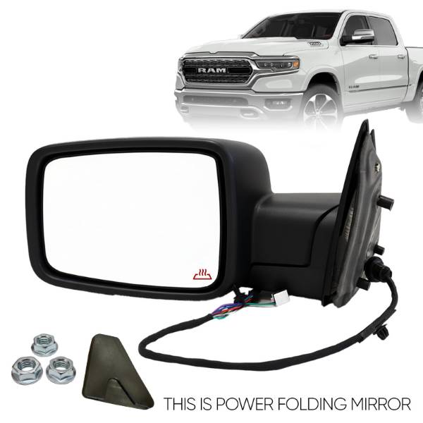 Ram Truck Mirror Power Folding Chrome With Signal Left Driver Side 2014 To 2018