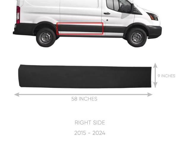 FORD TRANSIT SLIDING DOOR TRIM MOLDING COVER RIGHT PASSENGER 2015 TO 2024