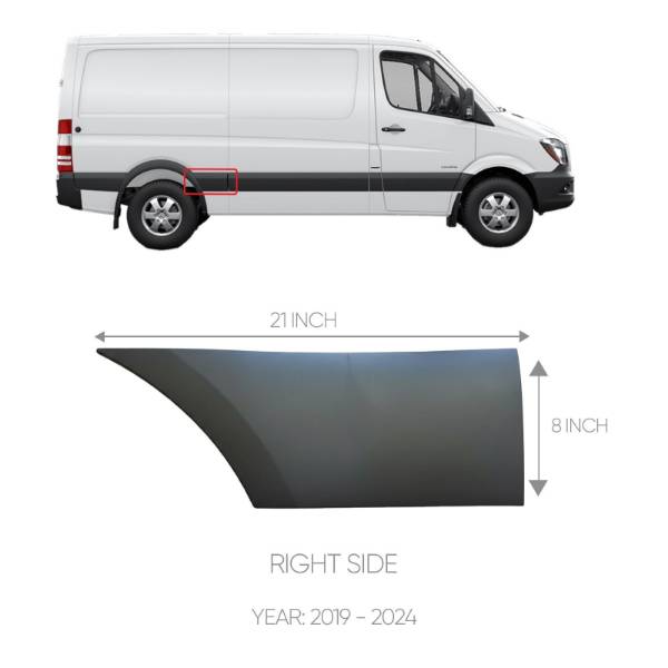 MERCEDES SPRINTER W907 REAR WHEEL STRIP FRONT RIGHT PASSENGER 2019 TO 2024